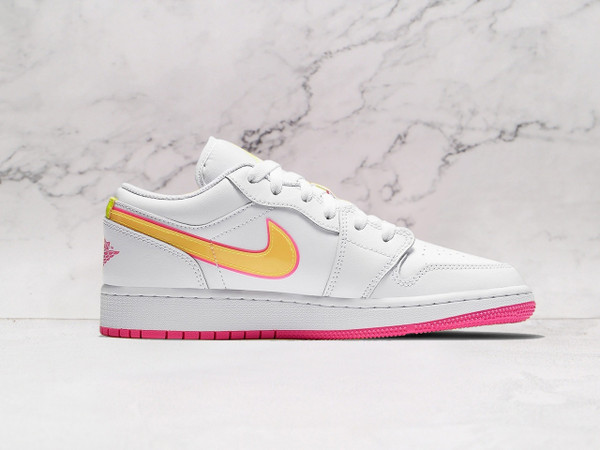 Air Jordan 1 Low 'Edge Glow' – Clean White with Green Accents