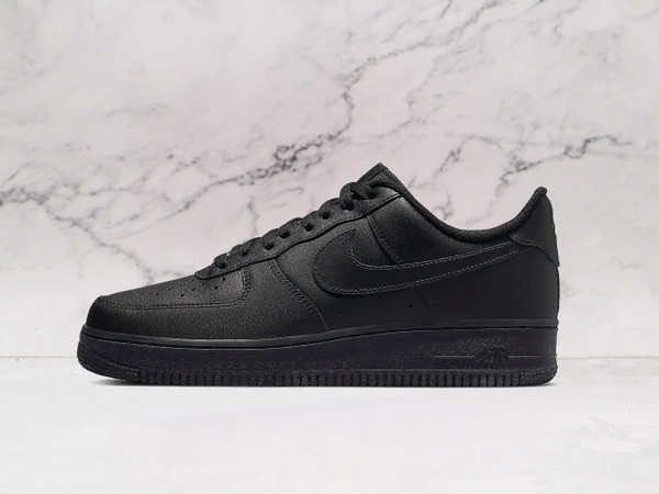 Nike Air Force 1 Low Triple Black ‘07—full black leather, Swoosh heat CW2288-001