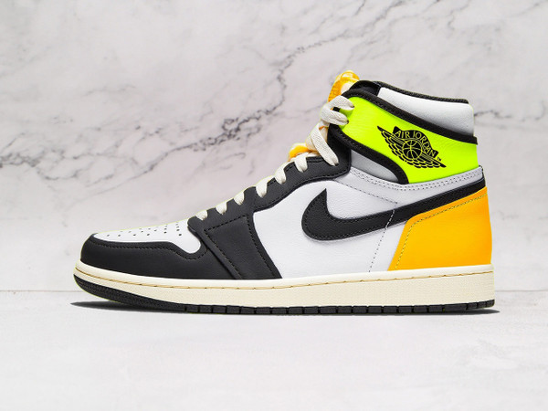 Air Jordan 1 High OG 'Black Volt' – White and Black Leather Upper with Volt Green and University Gold Accents Air Jordan 1 High OG 'Black Volt' – White and Black Leather Upper with Volt Green and University Gold Accents