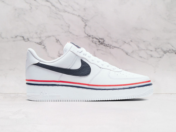 Nike Air Force 1 Low LV8 'Ribbon' White Blue with red and black ribbon detail