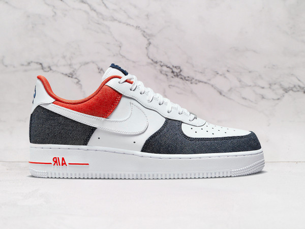 Nike Air Force 1 Low 'USA Denim' – White Leather Upper with Red and Blue Denim Overlays