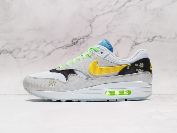 Nike Air Max 1 'Daisy' – White Mesh Upper with Yellow Swoosh and Daisy Heel Detailing