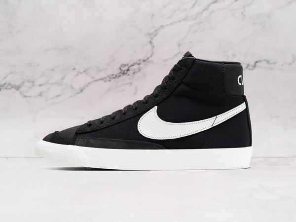 Nike Blazer Mid '77 Vintage Slam Jam 1977 – Black Leather Upper with White Leather Overlays and Upturned Swoosh