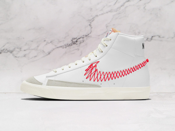 Nike Blazer Mid '77 Vintage Zig Zag – White Leather Upper with Red Zig-Zag Swoosh and Translucent Outsole