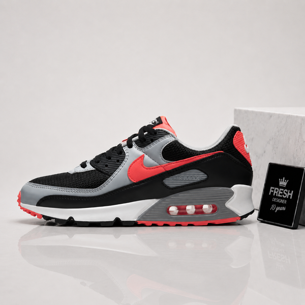 Air max 90 Black radiant red wolf grey