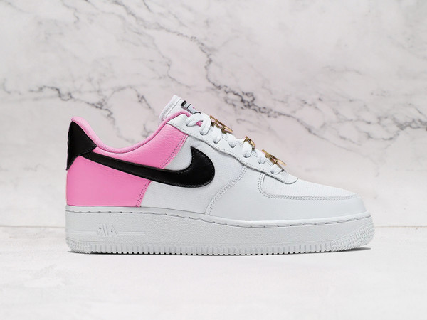 Nike Air Force 1 '07 SE 'Basketball Pins' – White Leather Upper with China Rose Accents and Basketball Lace Locks Nike Air Force 1 '07 SE 'Basketball Pins' – White Leather Upper with China Rose Accents and Basketball Lace Locks