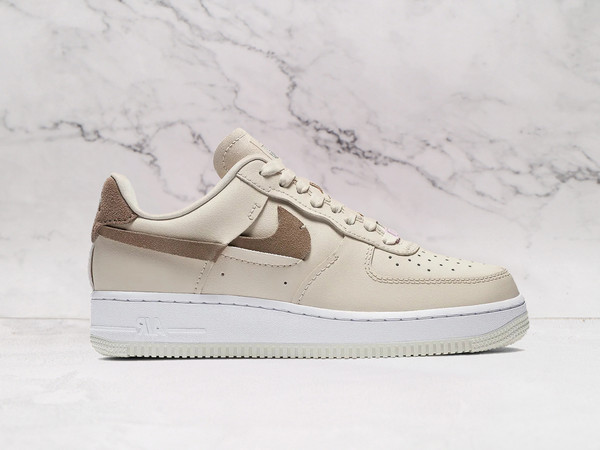 Nike Air Force 1 LXX 'Vandalized' – Light Orewood Brown Leather Upper with Fragmented Swoosh in Olive Grey and Light Arctic Pink