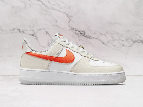 Nike Air Force 1 LX 'First Use' Cream – Cream Leather Upper with Orange Accents and Retro Swoosh Outline Nike Air Force 1 LX 'First Use' Cream – Cream Leather Upper with Orange Accents and Retro Swoosh Outline