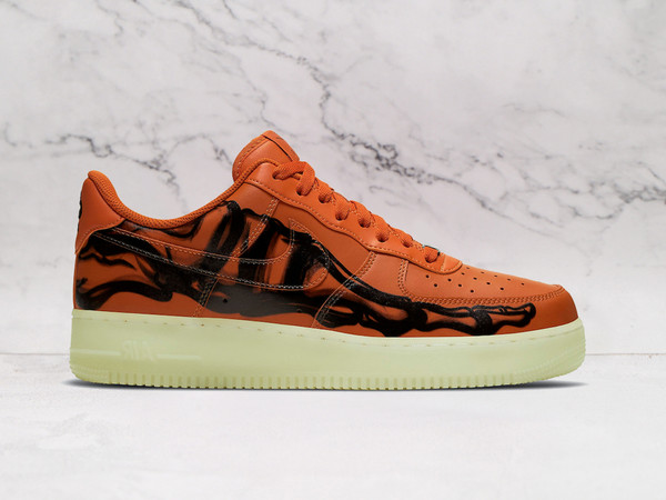 Nike Air Force 1 Low 'Orange Skeleton' 2020 – Starfish Orange Leather Upper with Black Skeletal Graphics Nike Air Force 1 Low 'Orange Skeleton' 2020 – Starfish Orange Leather Upper with Black Skeletal Graphics