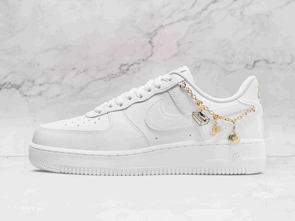 Nike Air Force 1 Low LX 'Lucky Charms' White Pendant – White Leather Upper with Gold Accents and Removable Chain Nike Air Force 1 Low LX 'Lucky Charms' White Pendant – White Leather Upper with Gold Accents and Removable Chain