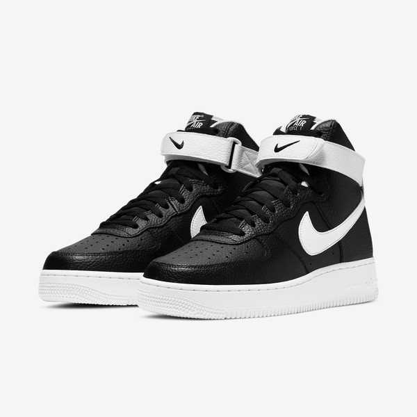 Air force 1 High Black white Pebbled leather