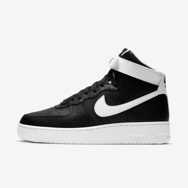 Air force 1 High Black white Pebbled leather