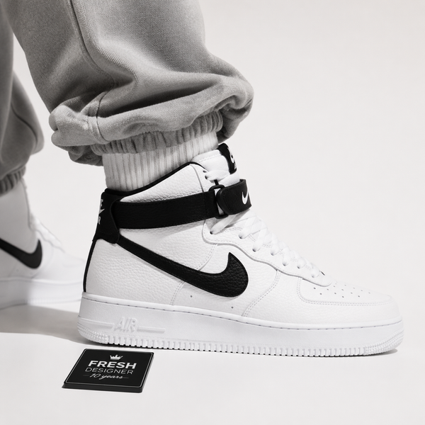 Air force 1 High White black Pebbled leather