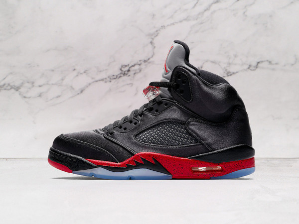 Air Jordan 5 Retro Satin Bred 2018 – Black Satin Upper with University Red Accents