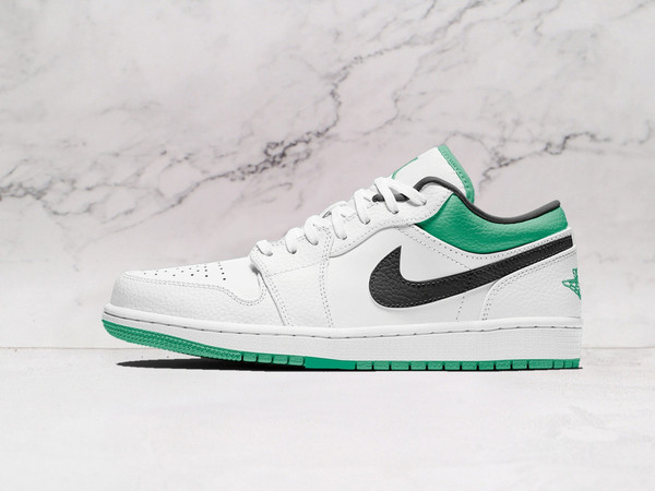 Air Jordan 1 Low 'White Lucky Green Black' – Premium Leather Sneaker