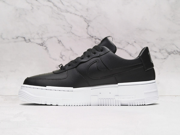 AF1 Pixel Black White – Black Leather with White Accents