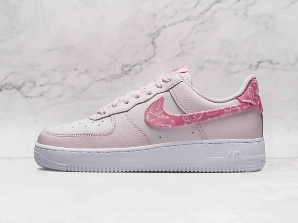 Women’s Nike Air Force 1 Low Pink Paisley with pink paisley Swoosh and leather upper Women’s Nike Air Force 1 Low Pink Paisley with pink paisley Swoosh and leather upper