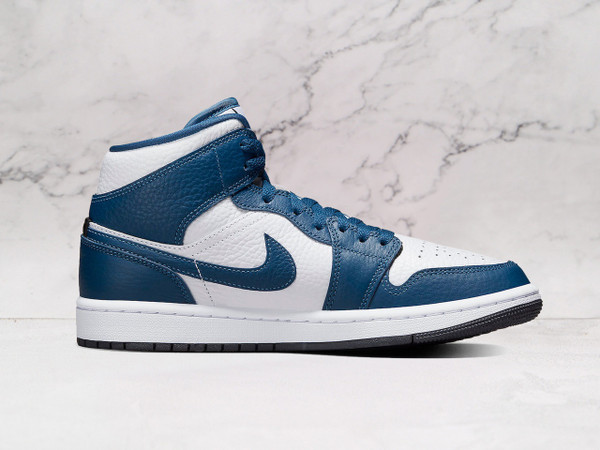 Jordan 1 Mid – White & French Blue Split Paneling