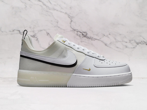 Nike Air Force 1 React White Sail Black with double black Swooshes Nike Air Force 1 React White Sail Black with double black Swooshes