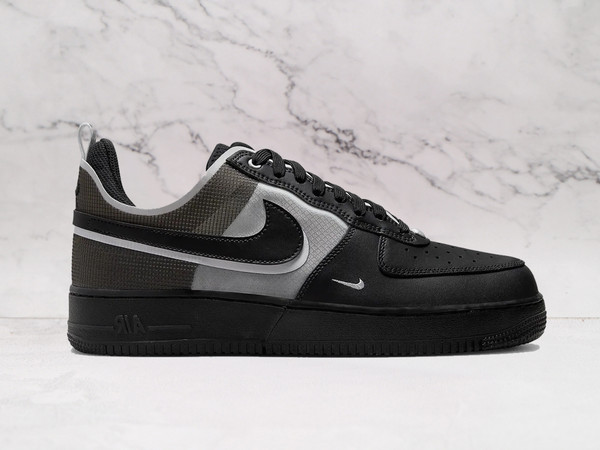 Nike Air Force 1 React Black White with white Swoosh overlay