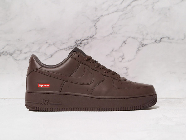 Supreme x Nike Air Force 1 Low Baroque Brown with red box logo