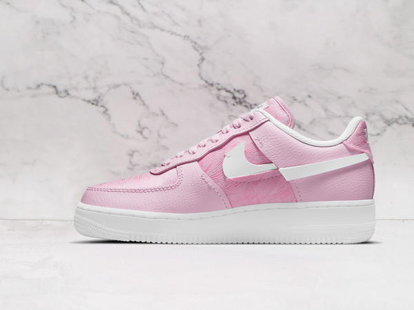 Pink Foam Nike Air Force 1 Low LXX medial view with black label