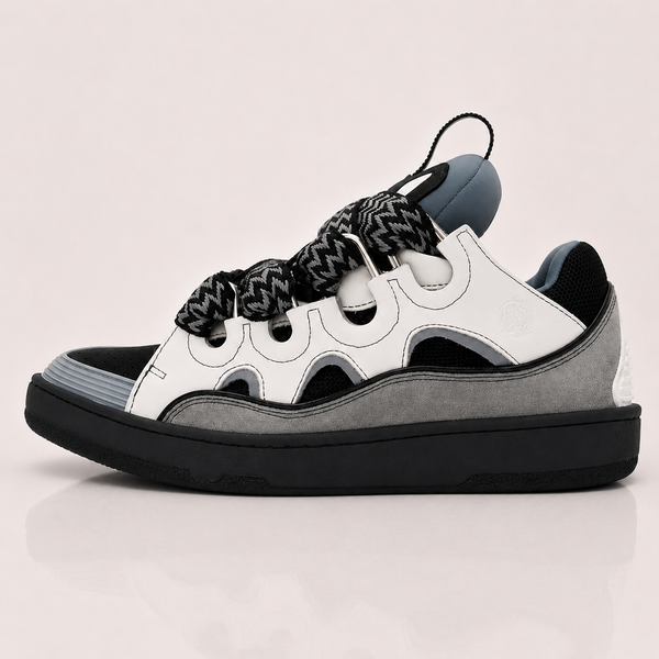 LANVIN  Gray Leather Curb Sneakers