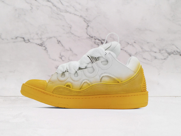White & Yellow Lanvin Curb – Luxury Streetwear Sneaker