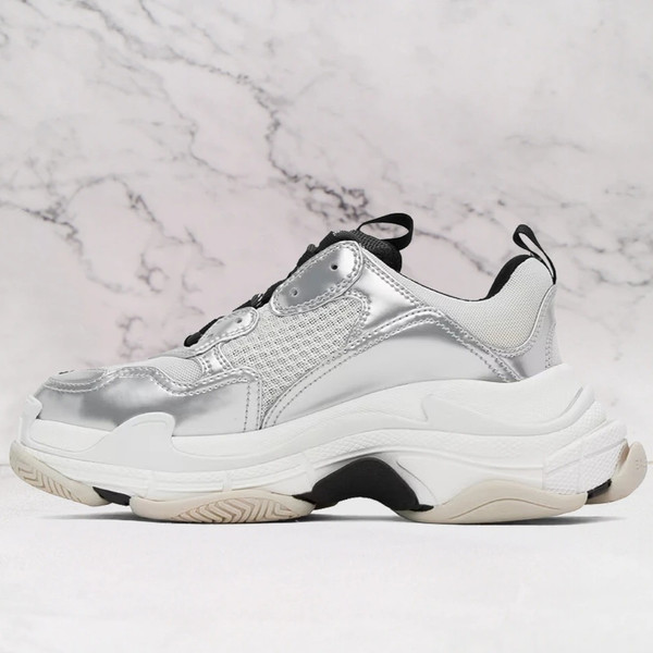 BALENCIAGA  Silver Triple S Sneakers
