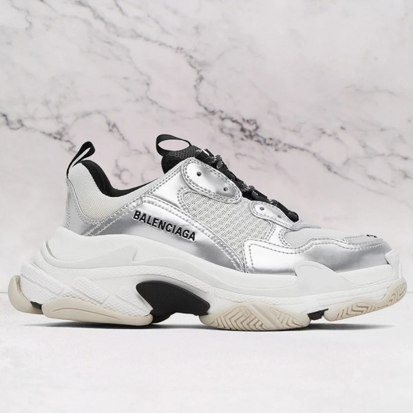 BALENCIAGA  Silver Triple S Sneakers