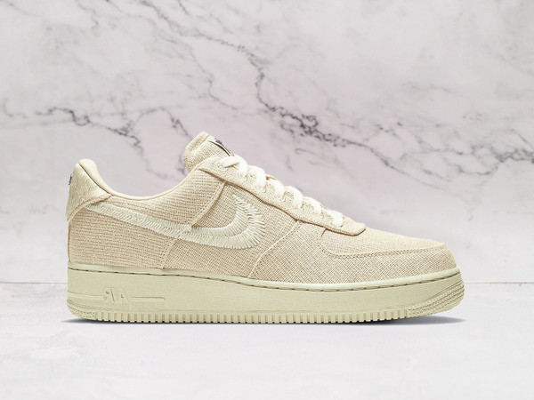 Nike Air Force 1 Low Stussy Fossil sneaker with woven canvas and cream sole
