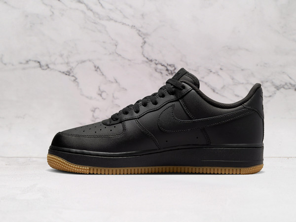 Nike Air Force 1 Low '07 Black Gum medial view with Gum Light Brown sole.