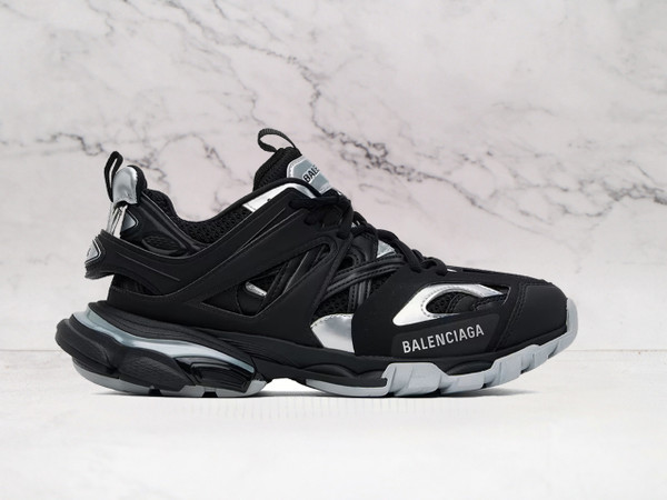 Balenciaga Track Sneakers – Black/Silver Metallic | Men’s Luxury Chunky Sneakers
