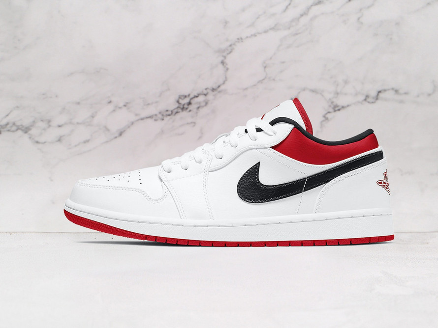 Air Jordan 1 Low 'White University Red' – White Leather Upper with University Red Swoosh and Outsole