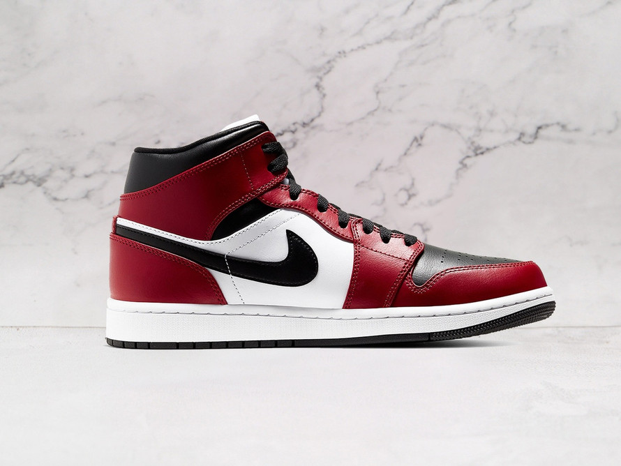 Air Jordan 1 Mid ‘Chicago Toe’ – Gym Red, Black & White Leather