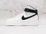 White Nike Air Force 1 High medial view with Black heel and perforated toe