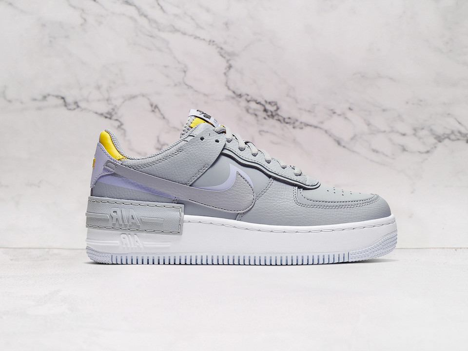 Nike Air Force 1 Shadow Wolf Grey Lavender Mist – Layered Leather Sneaker with Double Swoosh and Chunky Midsole