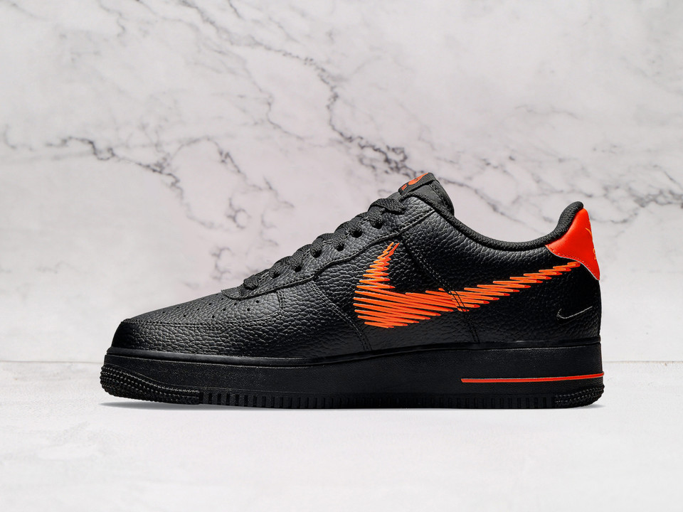 Nike Air Force 1 LV8 'Zig Zag' Black Orange – Tumbled Leather with Vibrant Stitching