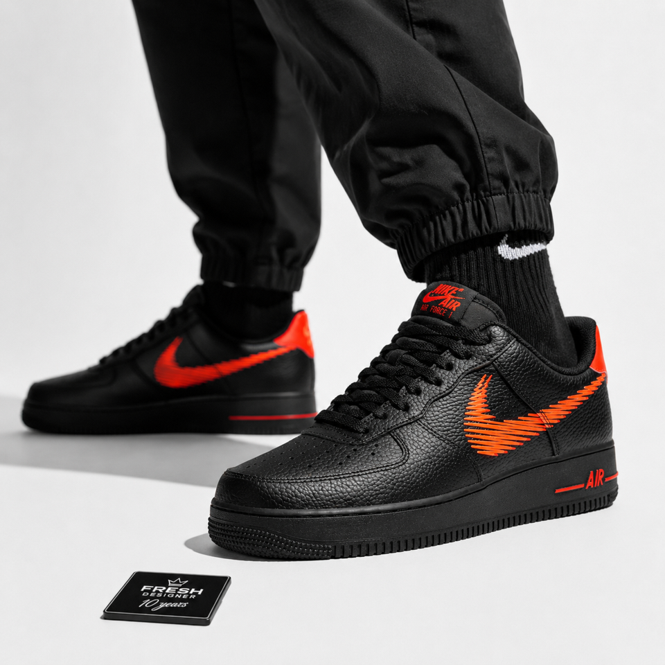 Air force 1 Lv8 Zig zag Black orange
