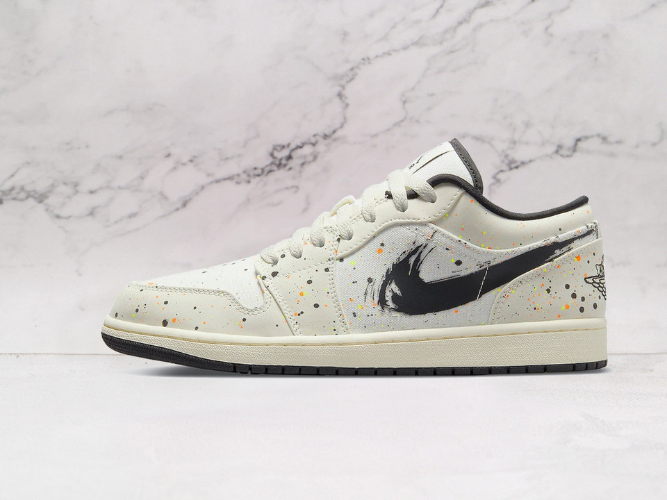 Air Jordan 1 Low Brushstroke Paint Splatter – Artistic Swoosh and Abstract Sneaker Design Air Jordan 1 Low Brushstroke Paint Splatter – Artistic Swoosh and Abstract Sneaker Design