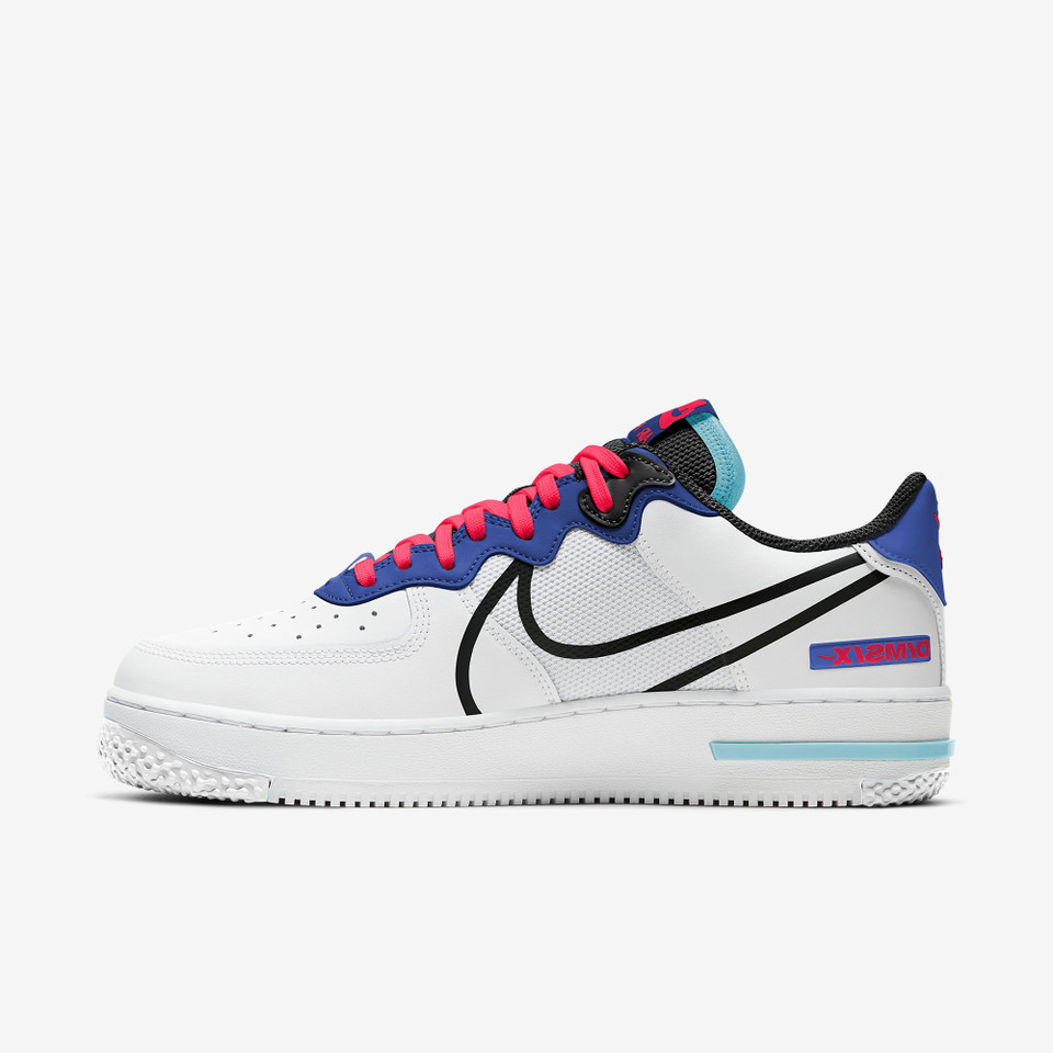 Nike Air Force 1 Low React 'Astronomy Blue Laser Crimson' – Modern Comfort with Vibrant Accents