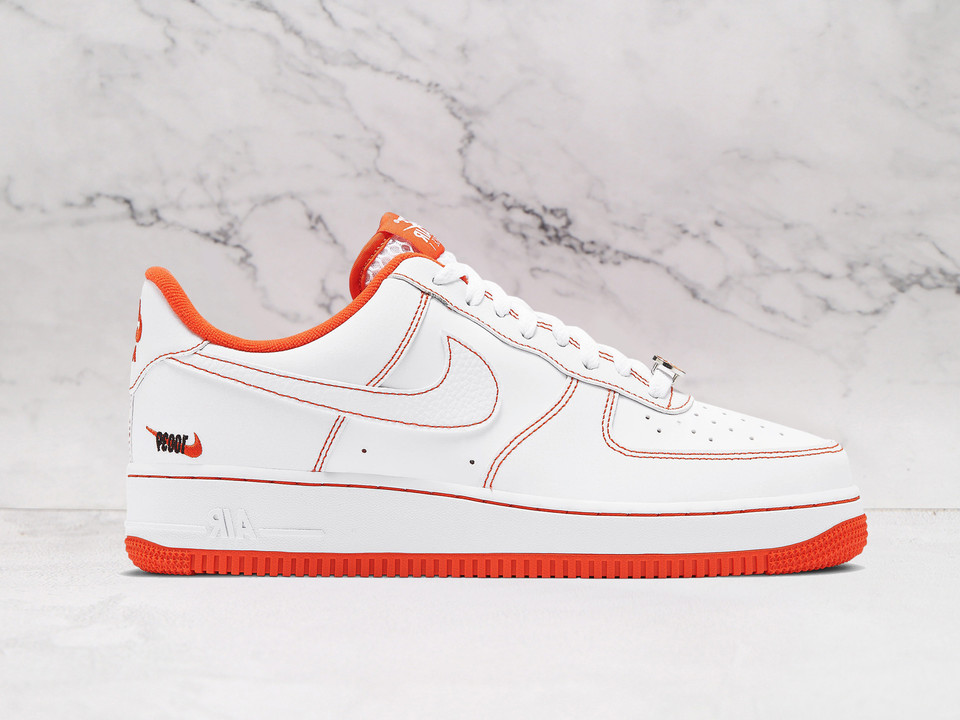 Nike Air Force 1 Low 'Rucker Park' 2020 – White Leather with Orange Accents and '10039' Embroidery