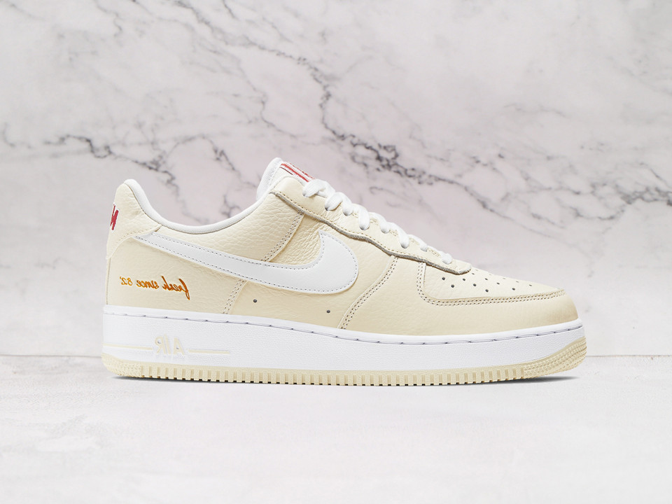 Nike Air Force 1 '07 Premium 'Popcorn' – Coconut Milk Leather Upper with Vintage Popcorn Box Branding Nike Air Force 1 '07 Premium 'Popcorn' – Coconut Milk Leather Upper with Vintage Popcorn Box Branding