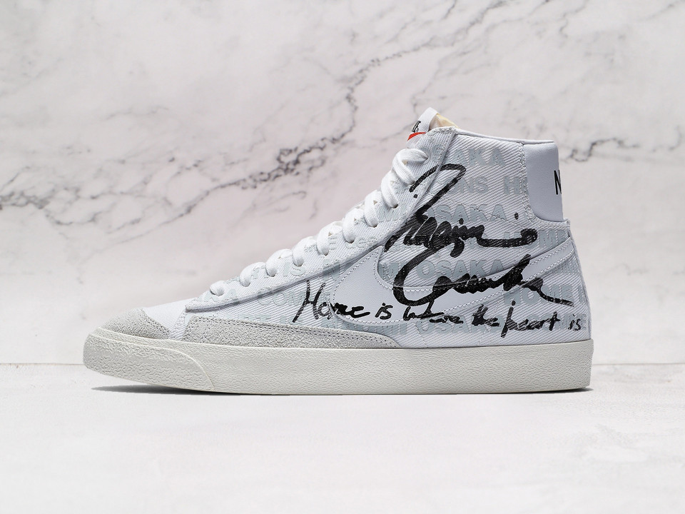 Nike Blazer Mid '77 Comme des Garçons x Naomi Osaka – White Canvas Upper with Monogram Print