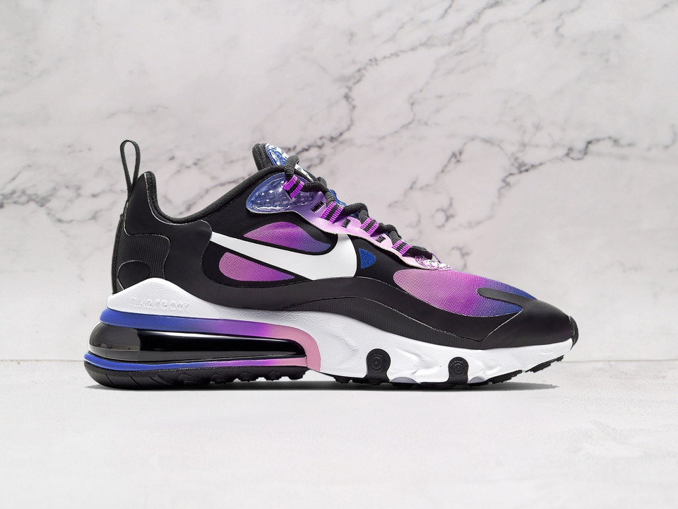 Nike Air Max 270 React SE Bubble Black medial angle showcasing lightweight no-sew overlays, a breathable mesh construction, and a durable rubber outsole for all-day comfort and traction Nike Air Max 270 React SE Bubble Black medial angle showcasing lightweight no-sew overlays, a breathable mesh construction, and a durable rubber outsole for all-day comfort and traction
