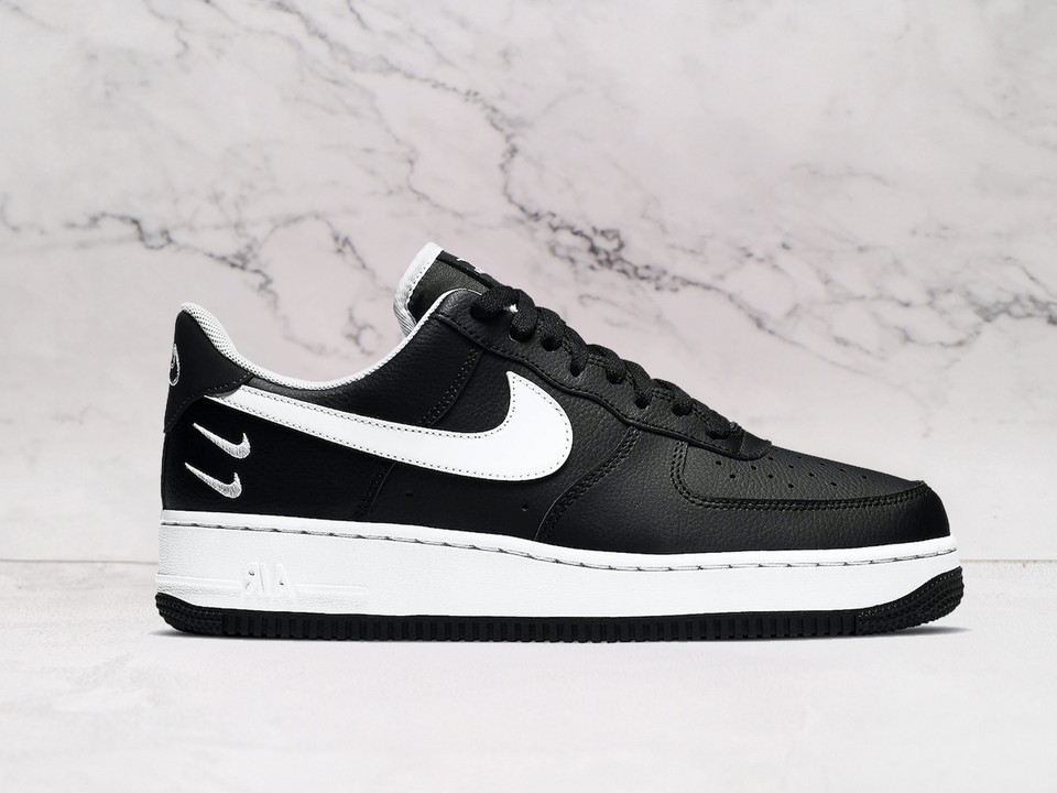 Nike Air Force 1 LV8 'Dual Swoosh' Black White – Black Leather Upper with Overlapping White Swooshes Nike Air Force 1 LV8 'Dual Swoosh' Black White – Black Leather Upper with Overlapping White Swooshes
