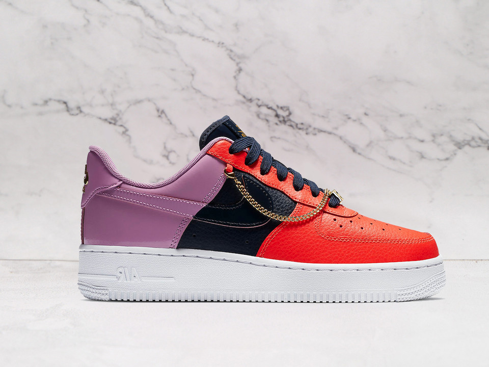 Nike Air Force 1 LX 'Cuban Link' – Hyper Crimson Leather Upper with Metallic Chain and Obsidian Swoosh Nike Air Force 1 LX 'Cuban Link' – Hyper Crimson Leather Upper with Metallic Chain and Obsidian Swoosh
