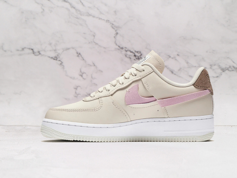 Nike Air Force 1 LXX 'Vandalized' – Light Orewood Brown Leather with Fragmented Swoosh in Olive Grey and Light Arctic Pink Nike Air Force 1 LXX 'Vandalized' – Light Orewood Brown Leather with Fragmented Swoosh in Olive Grey and Light Arctic Pink