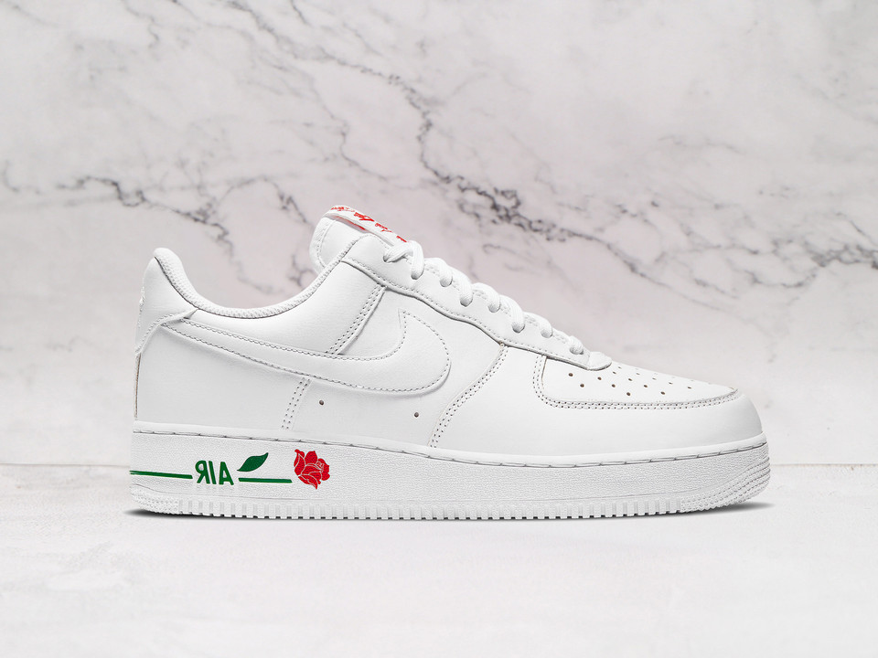 Nike Air Force 1 '07 LX 'Thank You Plastic Bag' – White Leather Upper with Rose Graphic on Midsole Nike Air Force 1 '07 LX 'Thank You Plastic Bag' – White Leather Upper with Rose Graphic on Midsole