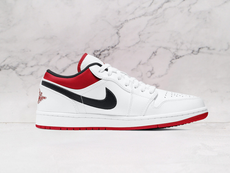 Air Jordan 1 Low 'White University Red' – White Leather with University Red Swoosh and Outsole